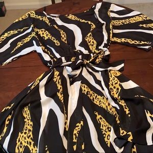 Black and yellow leopard dress